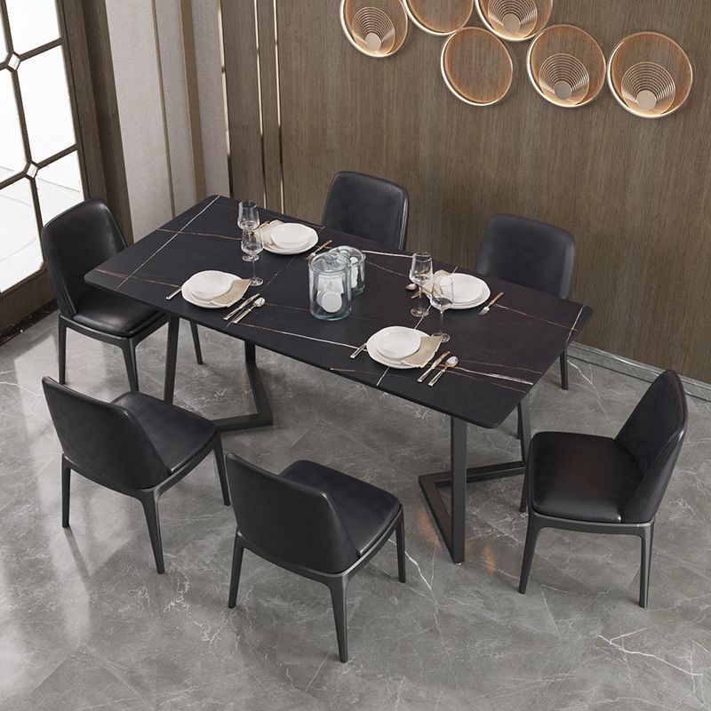 Designer 1/4/5/7 Pieces Dining Set Rectangular Double Pedestal Dinette Set with Stone Top