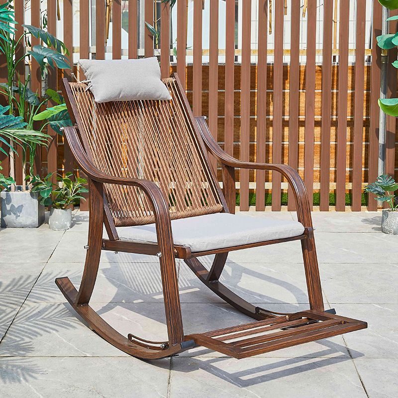 Vintage Style Wood Simple Rocking Chair Lounge Leisure Lazy Chair for Balcony