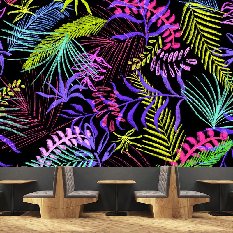 Mildew Resistant Ornamental Wall Mural Tropical Botanical Leaves Wall Covering for Accent Wall