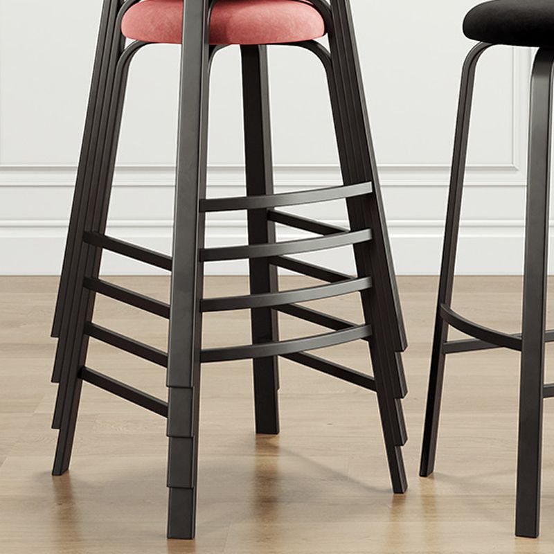 Contemporary Matte Finish Upholstered Stool Footrest Iron Bar Stool