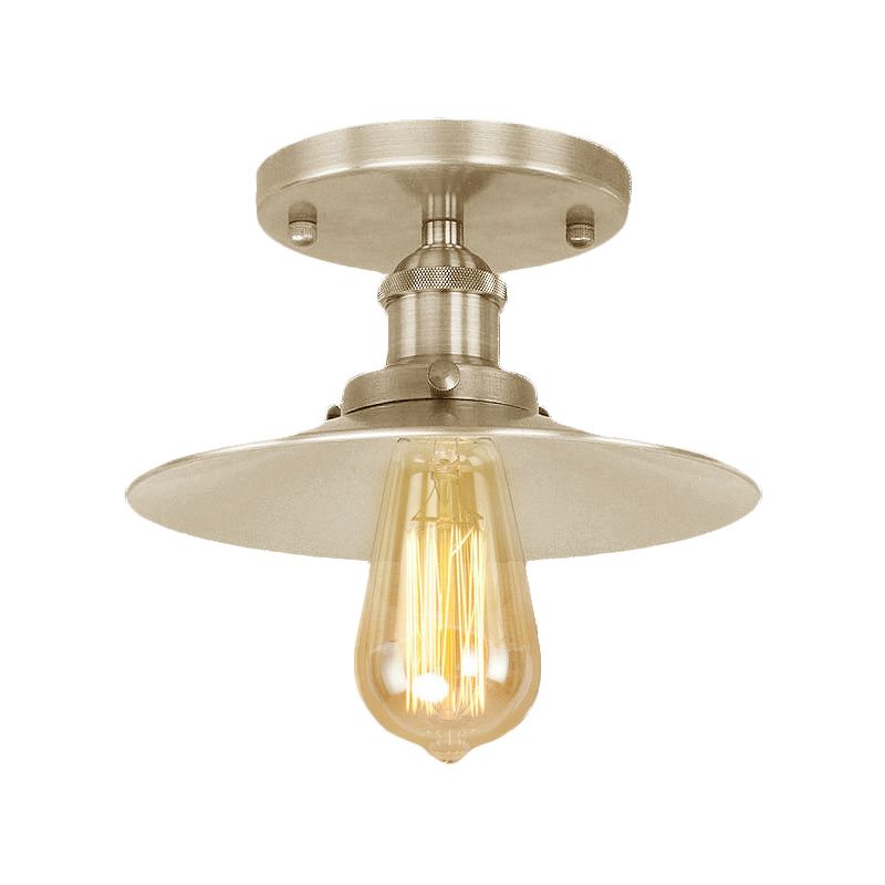Zwart/messing platte kap semi-inbouwlamp vintage stijl metaal 1 lamp keuken semi-inbouwverlichting