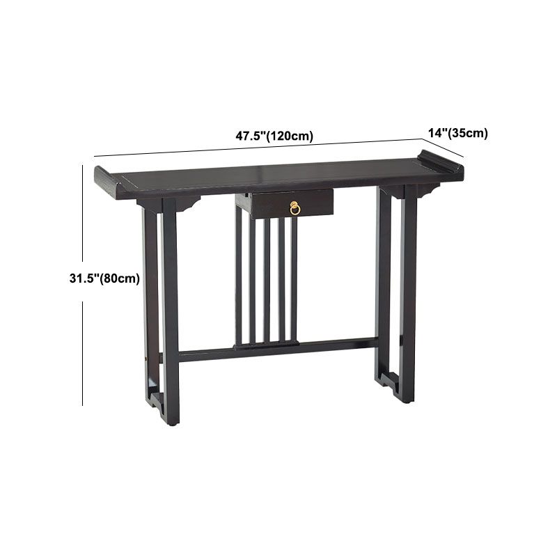 Pine Console Table Mid-Century Modern Rectangle Accent Table for Hall