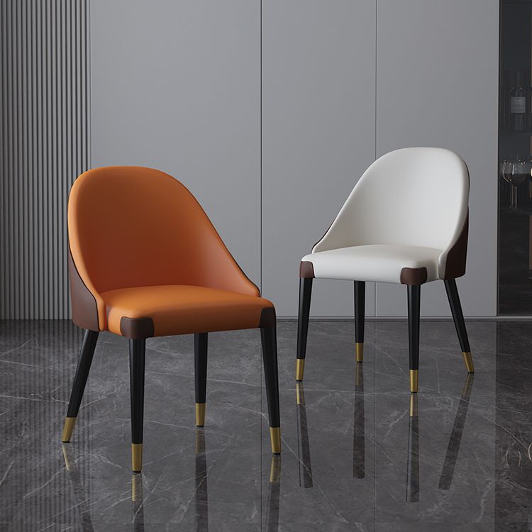 Sillas laterales de comedor con respaldo sólido sin brazos de diseño contemporáneo Sillas de comedor de cuero