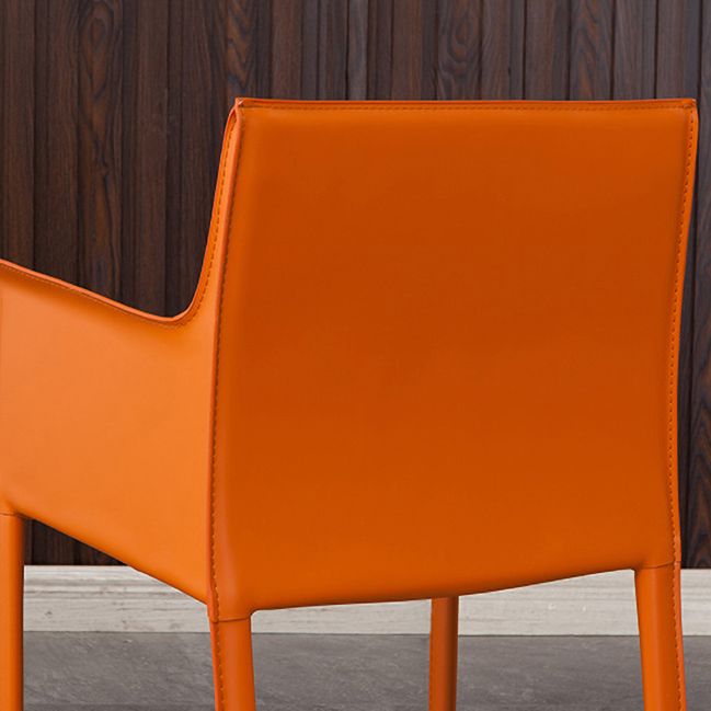 Leather Dining Chair Contemporary Arm Solid Back Side Chairs