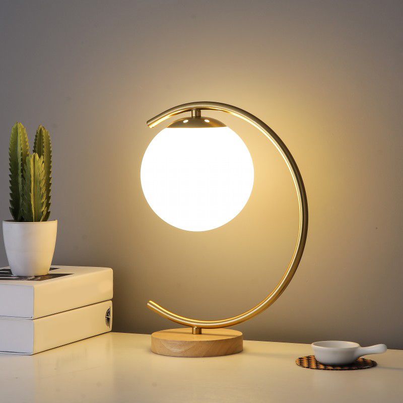Ultra-modern Simplicity Globe Table Lamp White Glass Nightstand Lamp for Bedroom