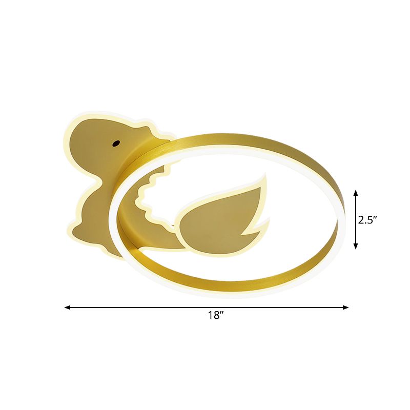 Dinosaur LED Flush Mount Ceiling Fixture Cartoon Acrylic Gold Flush Mounted Lamp in Warm/White Light for Baby Room