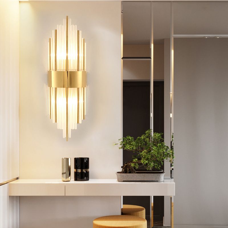 Gold de 2 luces Luz Montada de pared Tubos de estilo moderno Apliques de pared Flexiones de iluminación