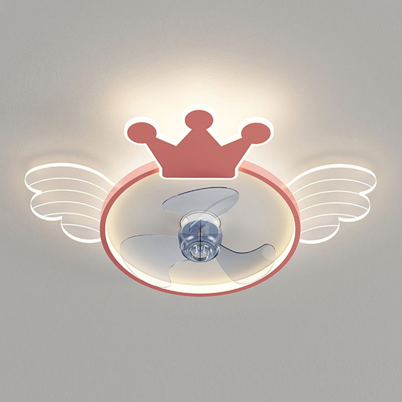 Acryl ventilator plafond lichtvleugel en kroon cartoon led semi-flush mount licht voor babykamer