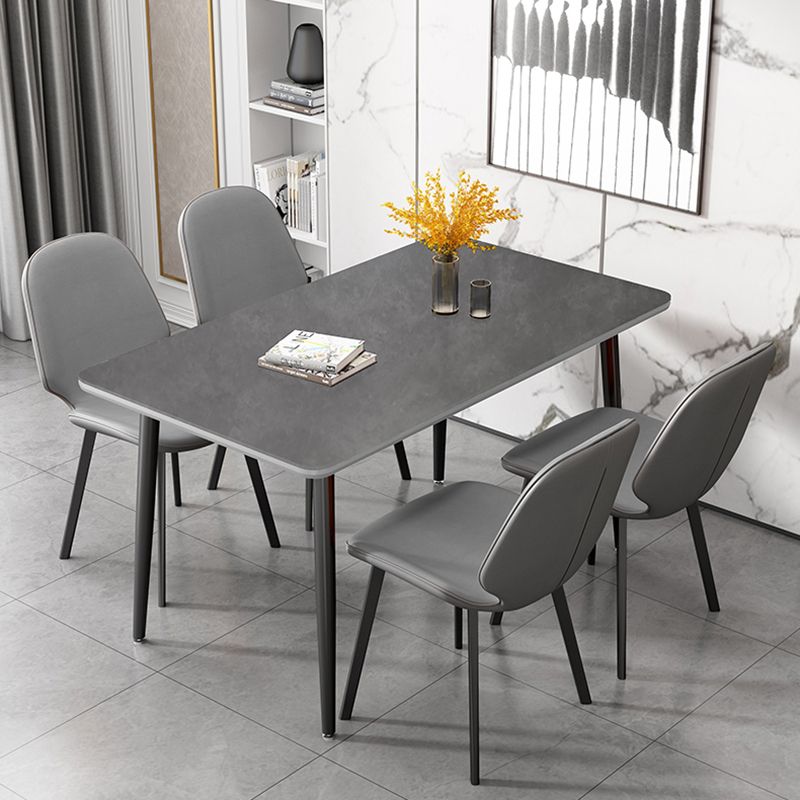 Rectangular Modern Style Sintered Stone Dining Table Dining Furniture with 4 Legs Metallic Base