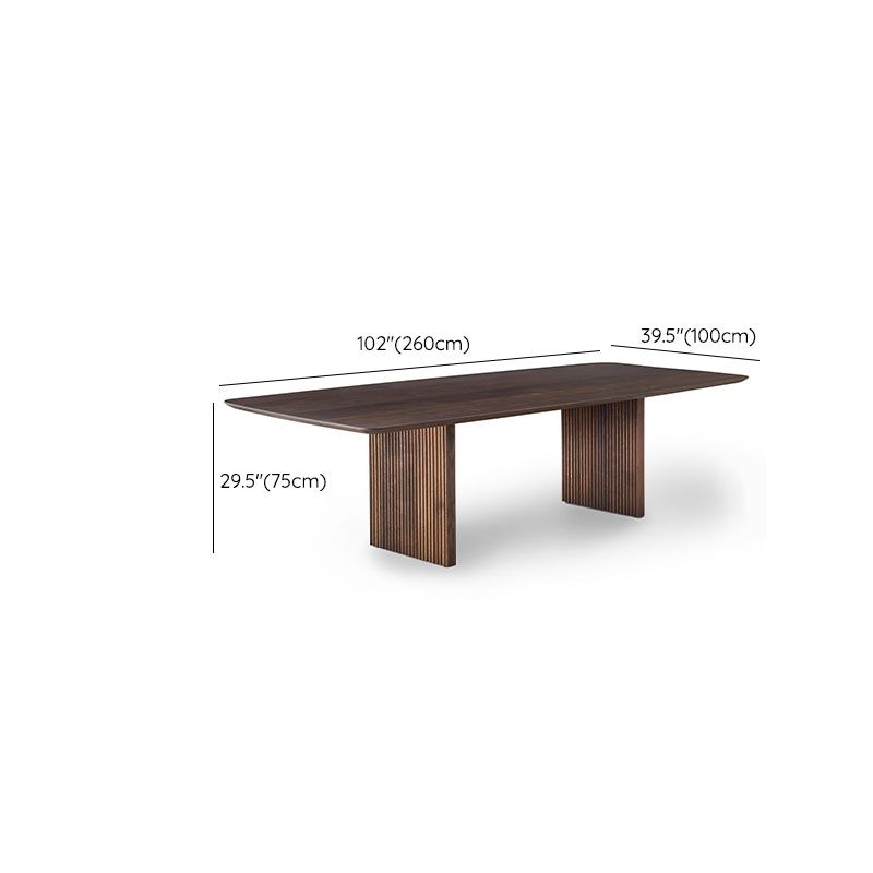 Contemporary Style Wood Office Desk Rectangular Shape Task Desk with 2 Legs in Dark Brown