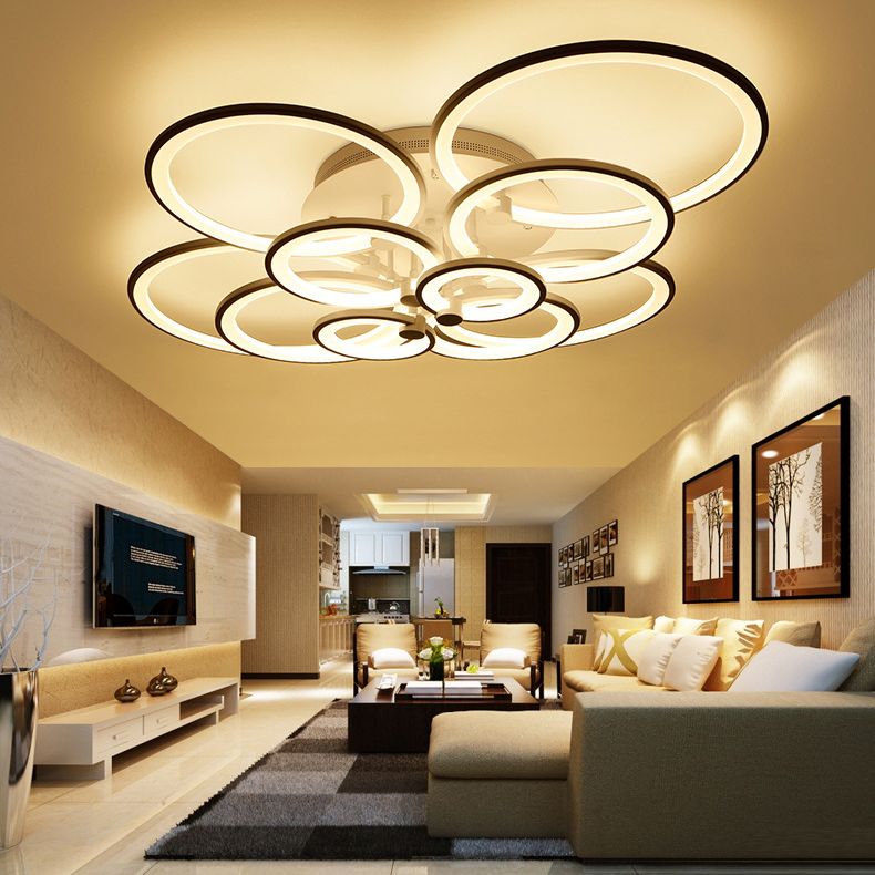 Modern Circular Shade LED Indoor Ceiling Light with Acrylic Shade Semi Flush Mount