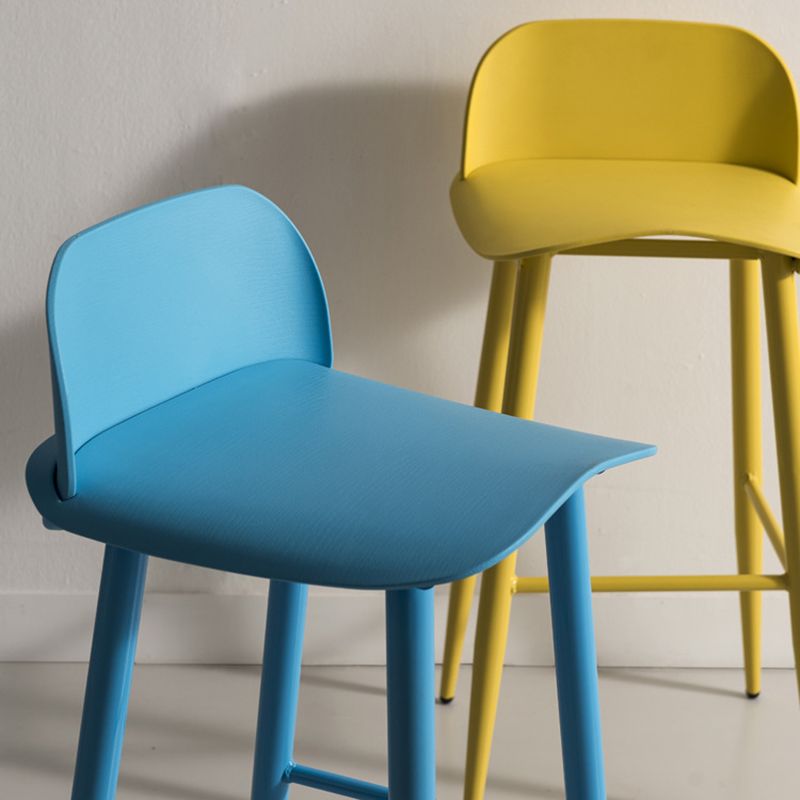 Glam Living Room Bar Height Stool Plastic Bar Stool with Iron Legs