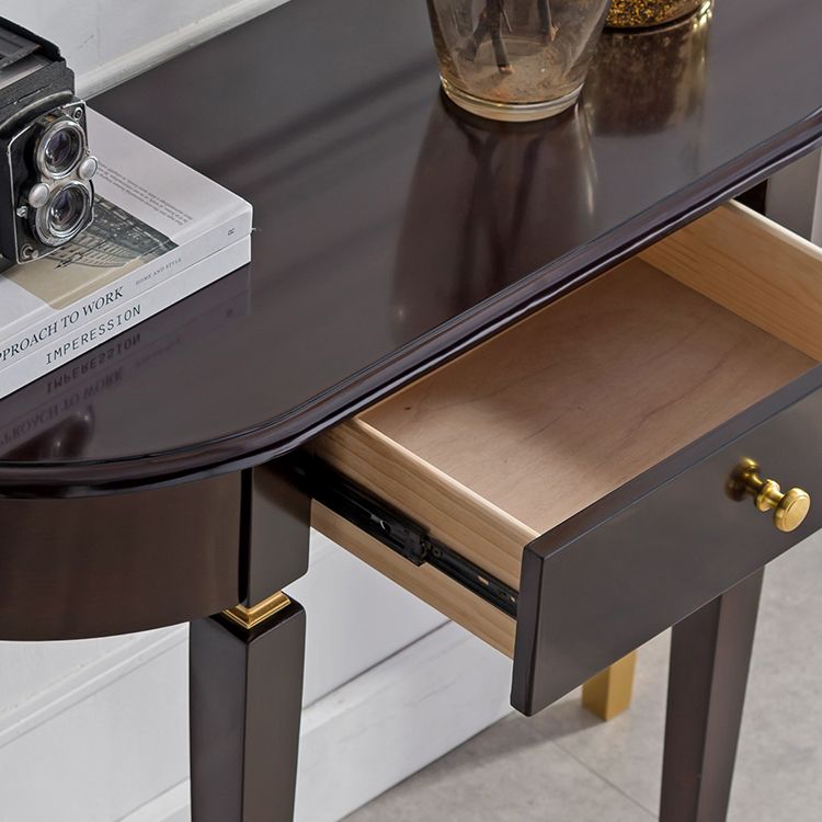 Mid-Century Modern Wood Console Table Half Moon Console Sofa Table for Hall