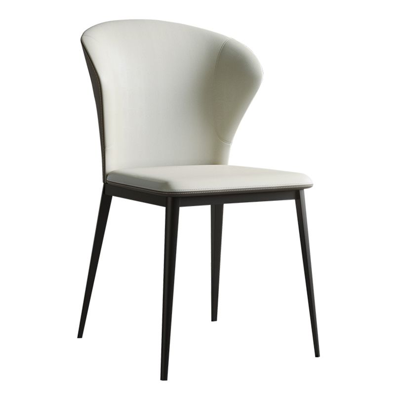 Industrial Armless Dining Chairs Black Metal Legs Wingback Side Chair