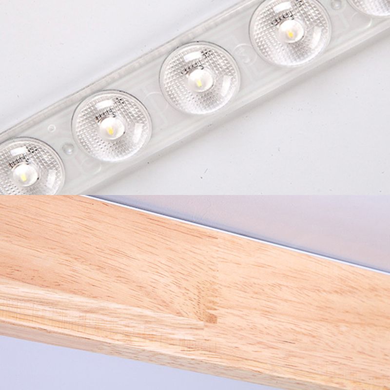 12"/16"/19.5" Wide Beige Square Flush Mount Lighting Modern Led Wood Flush Ceiling Lamp Fixture in White/Warm Light