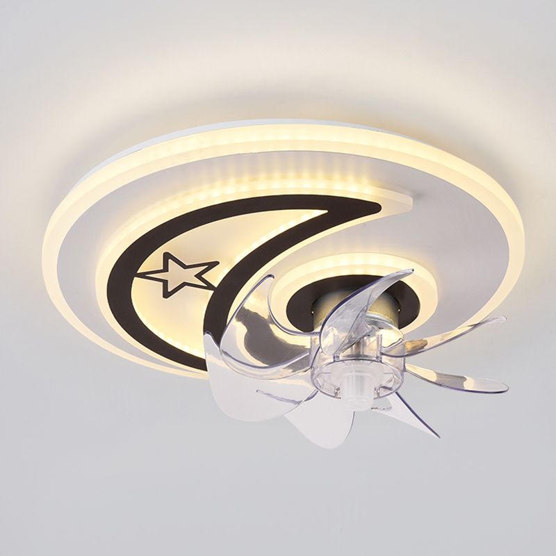 Black and White Disc Shaped Fan Light Minimalist LED Acrylic Semi Flush Mount Lighting