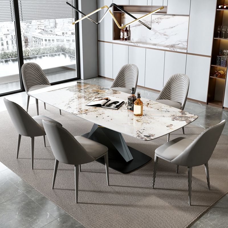 Modern Sintered Stone Top Dining Set Rectangle 1/2/5/7 Pieces Dinette Table Set