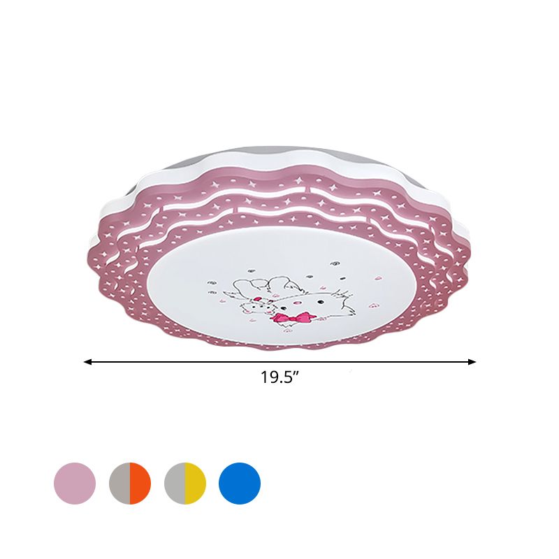 Tiered Ripple Flush Ceiling Light Cartoon Acrylic Bedroom LED Flush Mount Lamp in Pink/Blue/Grey-Yellow