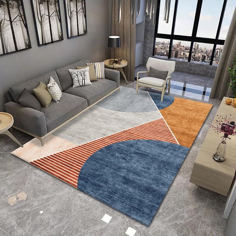 Orange Modern Rug Polyester Graphic Area Rug Washable Rug for Home Decor