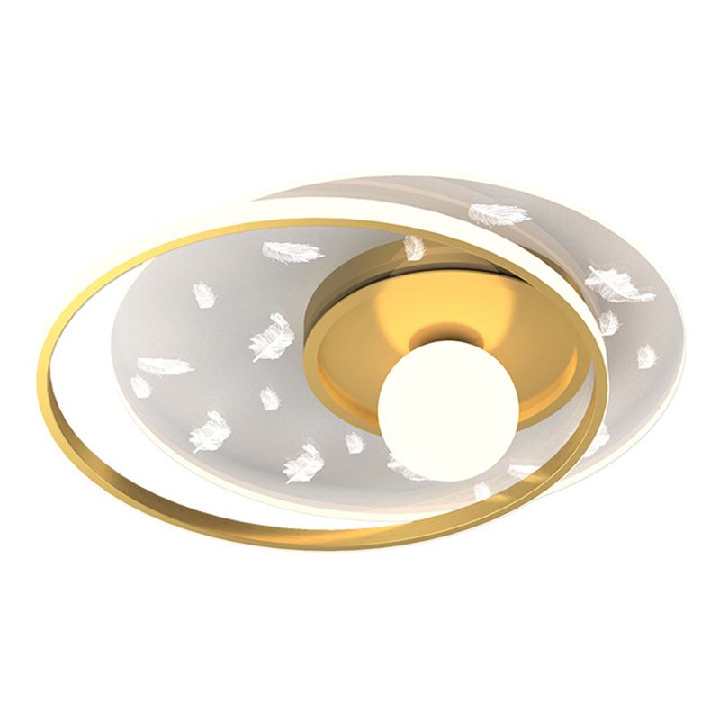 Plafonnier circulaire en métal doré, montage encastré, Style moderne, pour chambre à coucher