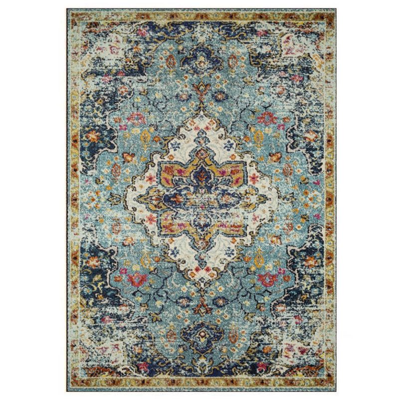 Grey Tone Home Decoration Carpet Nostalgia Medallion Printed Area Rug Polyester with Non-Slip Backing Rug
