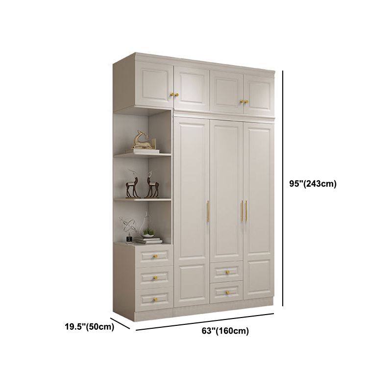 Modern Style Wooden Wardrobe White Colour Soft Close Drawer Wardrobe Closet