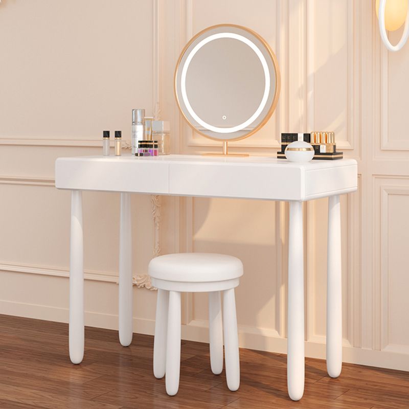 Contemporary White Wooden Vanity Dressing Table with 2 Drawers