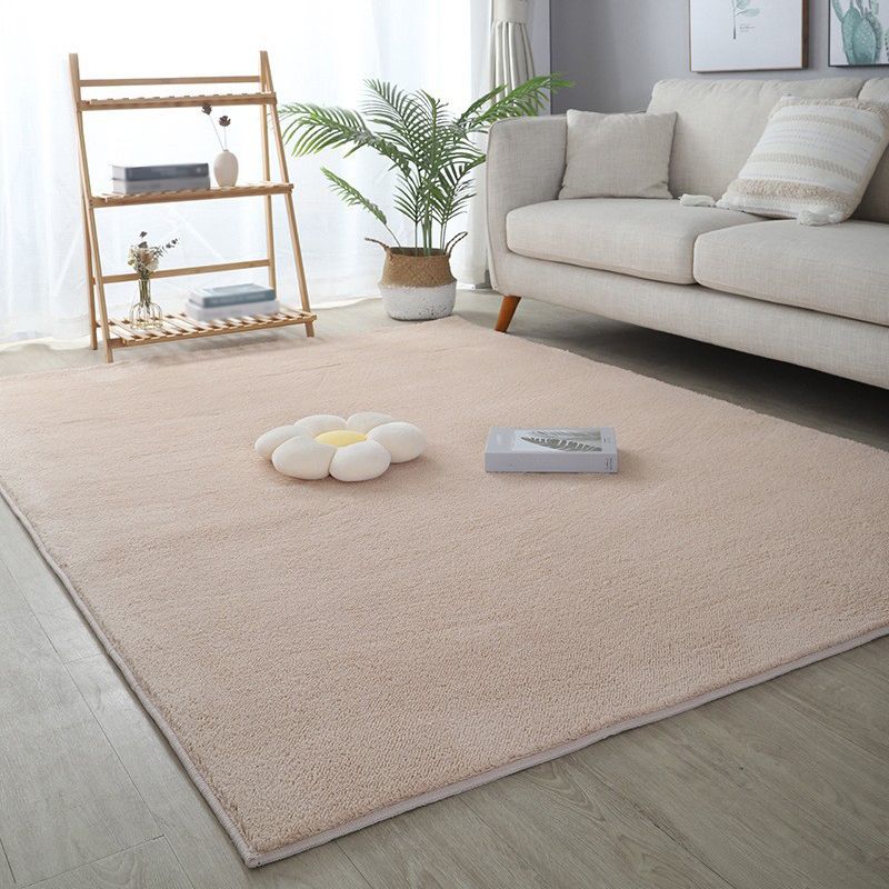 Villus Solid Color Rug Living Room Rectangle Shape Carpet Polyester Washable Area Rug