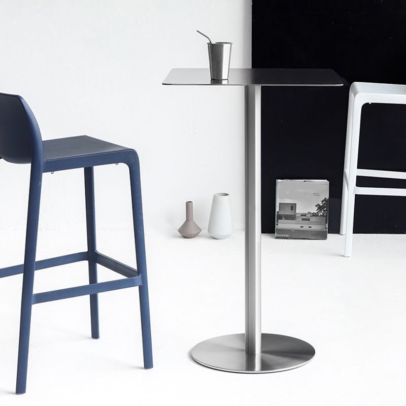 Industrial Stainless Steel Bar Table Silver Round and Square Bar Stool Table