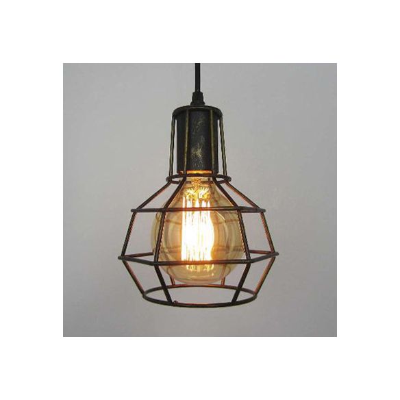 Globe Coffee Shop Hanging Lamp Loft Retro Metallic 1 Head Gold/Silver Finish Pendant Light armatuur met draadframe