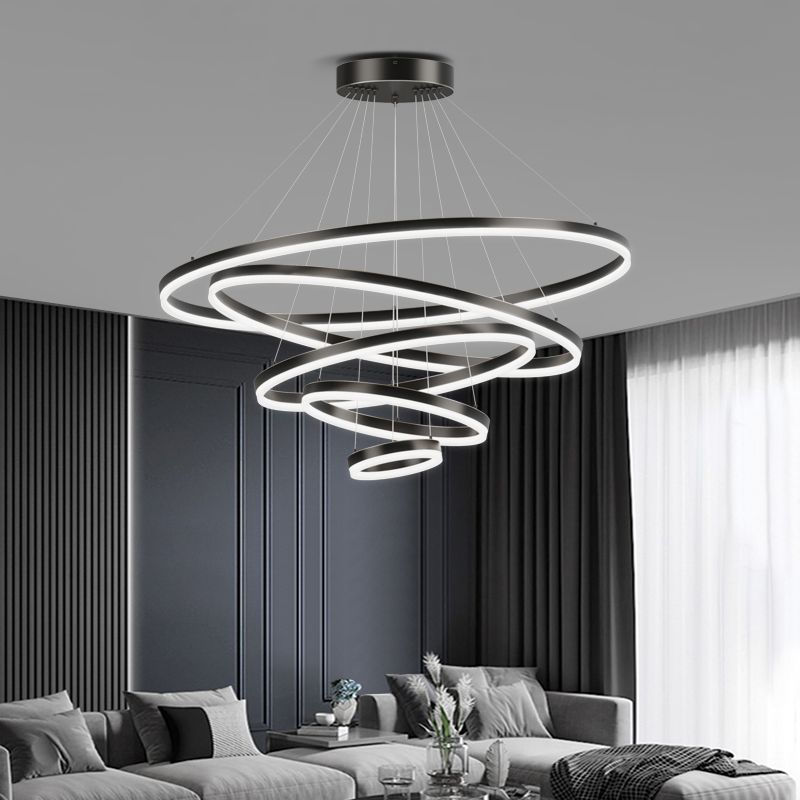 Modern Style Circles Pendant Light Fixtures Metal Multi Lights Suspension Pendant