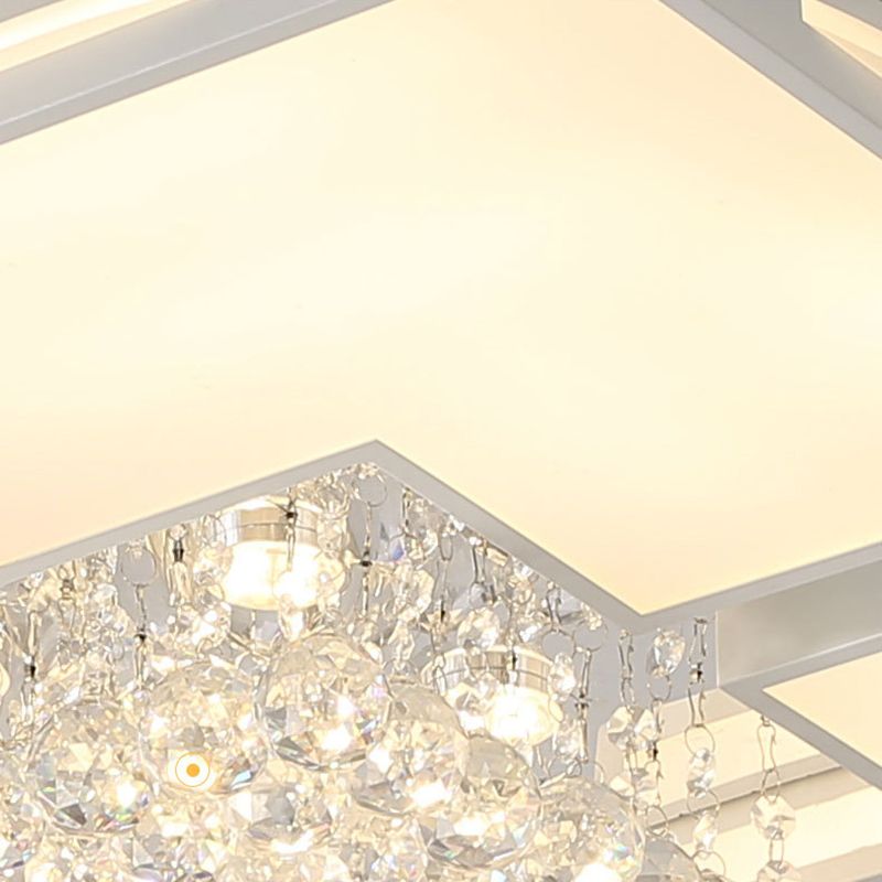 Geometría blanca LED semiincrustado estilo moderno y de lujo lámpara de techo interior de cristal, con pantalla de acrílico