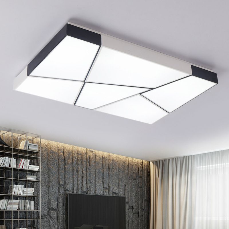 Luminaires encastrés géométriques en acrylique, Style moderne, lumière Led blanche et noire