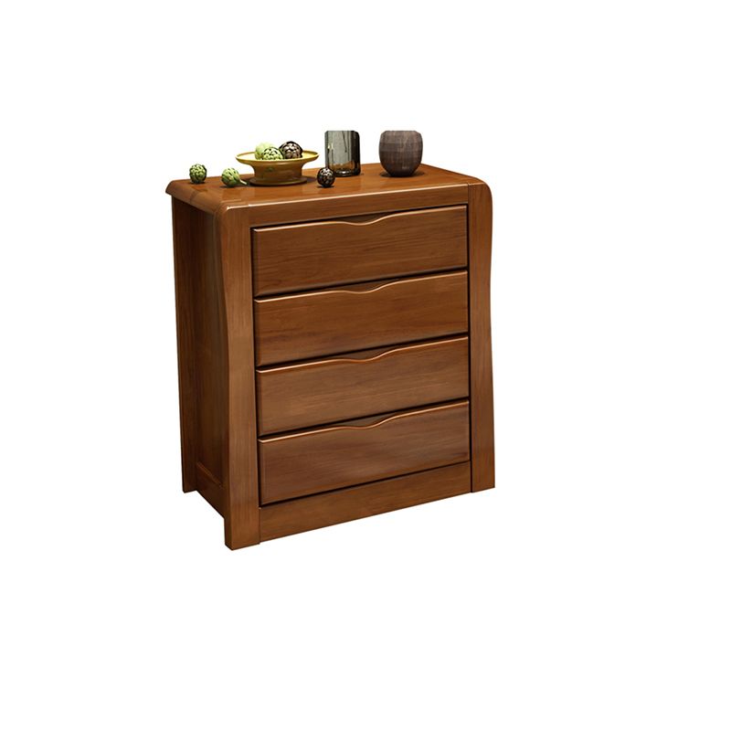 Mid-Century Modern Accent Chest with Drawers in Brown Rubberwood