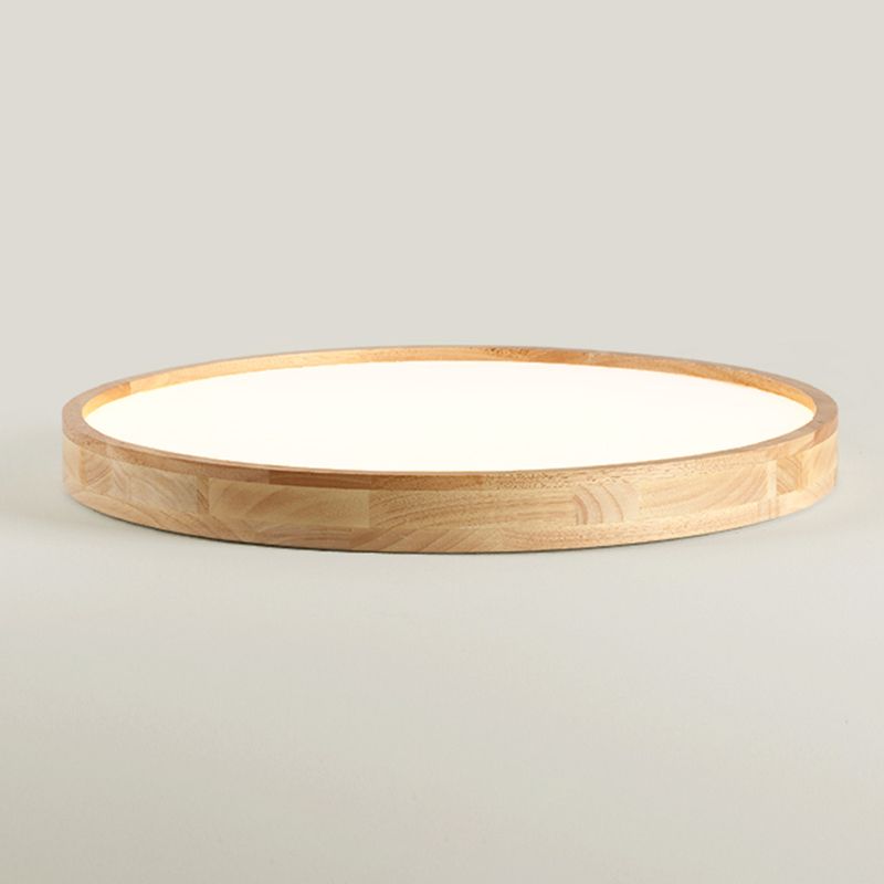 Wood Round Flush Mount Ceiling Light Modern 1 Light Flush Mounted Ceiling Fixture in Brown