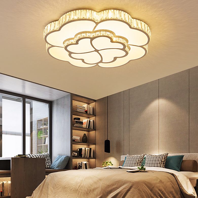 Flower Bedroom Flush Mount Ceiling Fixture Crystal LED Modern Flush Ceiling Light Fixture