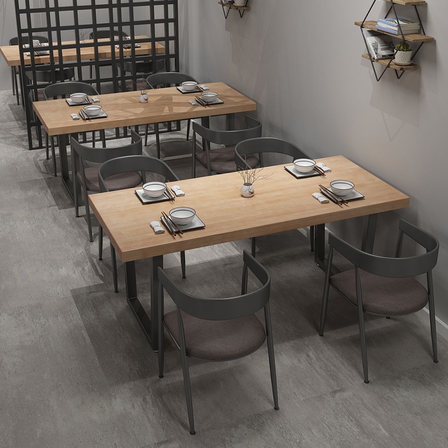 Industrial Dining Set 1/5 Pcs Solid Wood Dining Table and Metal Frame Chairs