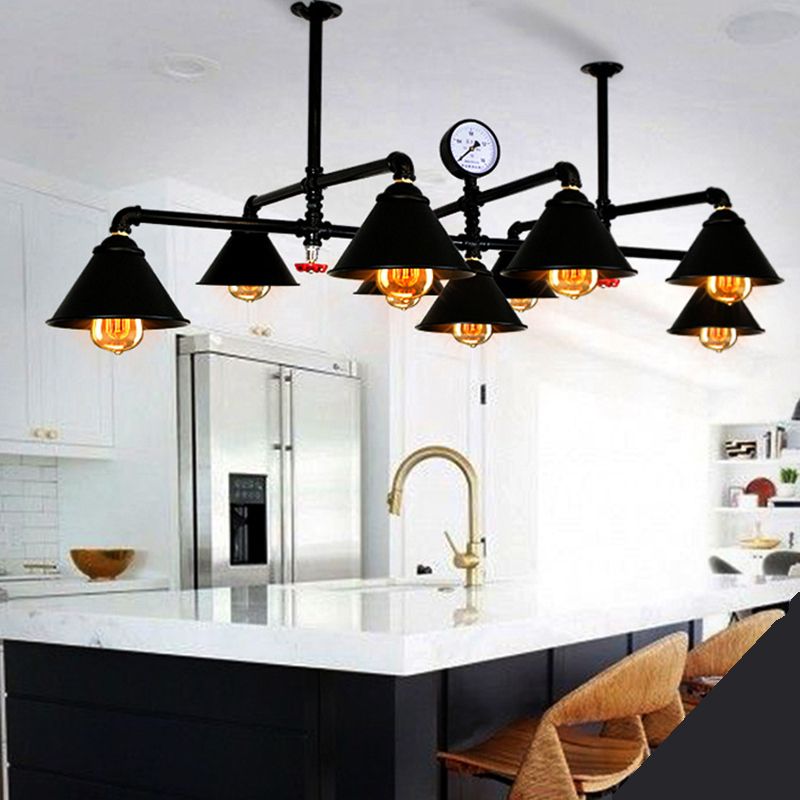 Industrial Vintage Pipe Chandelier Multi Light Pendant Old Bar Light Coffee Shop Light
