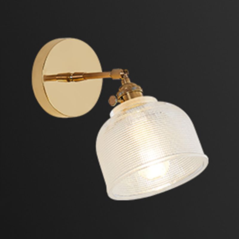 Nordic Brass Wall Light Geometric 1 Light Wall Sconce with Glass for Living Room