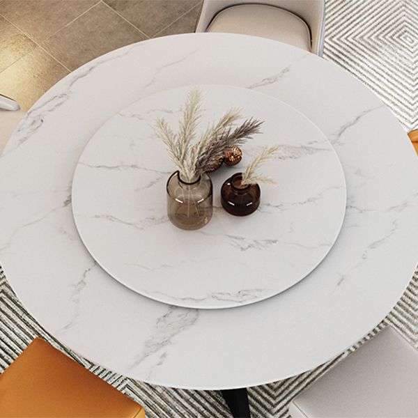 Mesa de comedor de piedra sinterizada Mesa de comedor moderna redonda con marco negro
