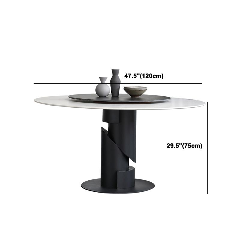 Modern Sintered Stone Dinette Set 1/3/4/5/7 Pieces Round Dining Table Set with Turntable