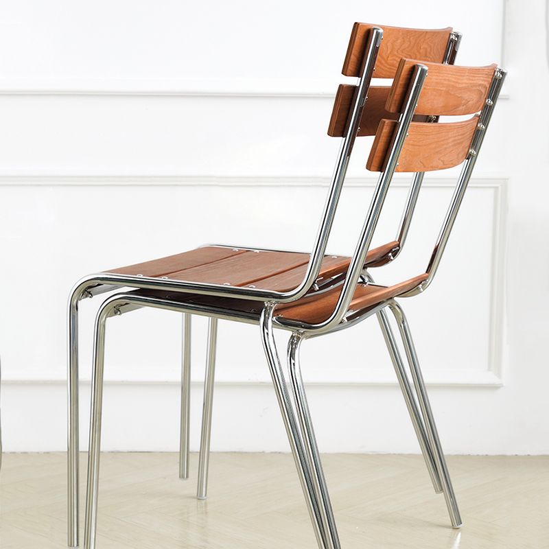 Dining Room Contemporary Silver Leg Open Back Armless Dining Chair