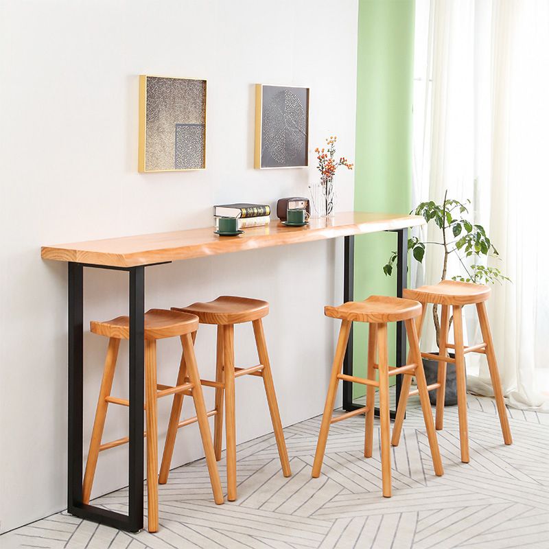 Modern 1/2/5 Pieces Wood Bar Table Set Rectangle Bar Table with High Stools for Kitchen