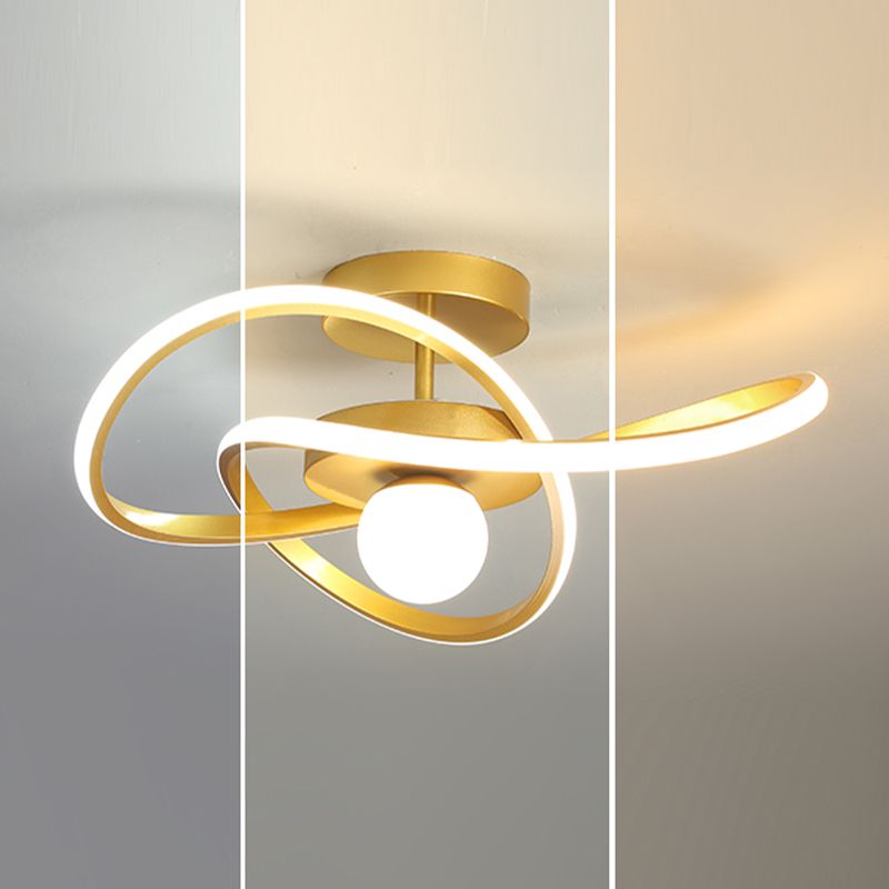 Minimalism Ceiling Light Twisted Flush Mount with Metal for Bedroom