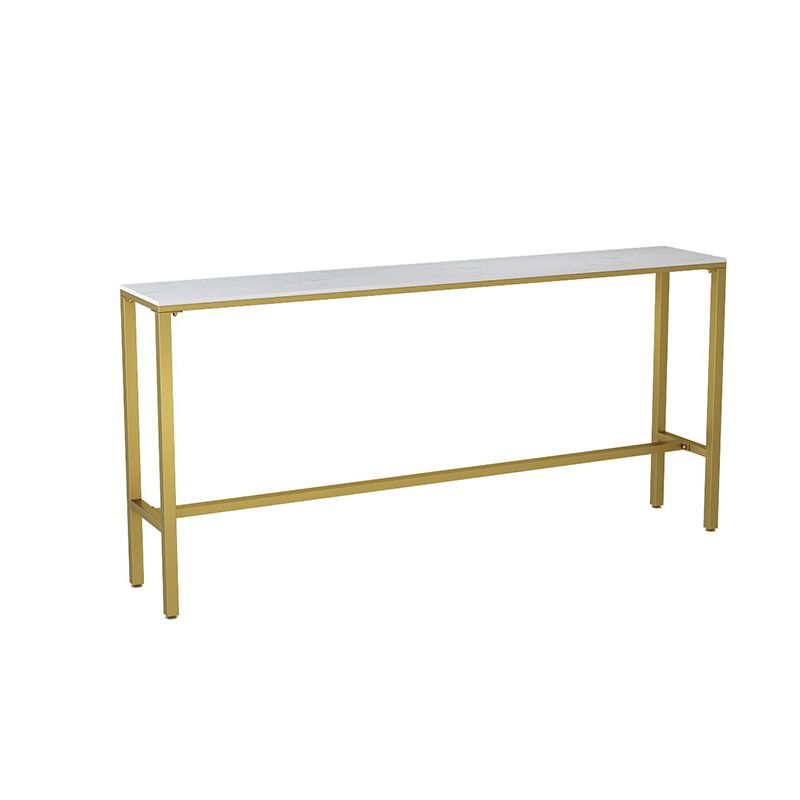 Modern Faux Marble Rectangle White Top Trestle Bar Dining Table for Kitchen