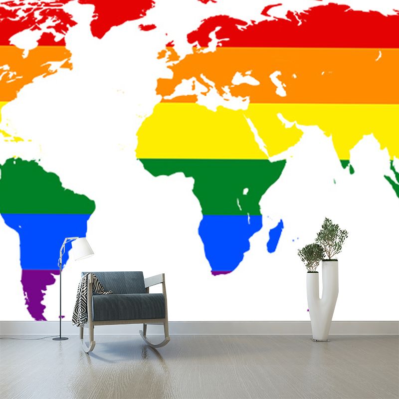 World Map Mildew Resistant Mural Wallpaper Sleeping Room Wall Mural