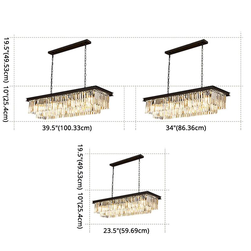 Minimalist Rectangular Island Light Fixture Crystal Living Room Island Chandelier