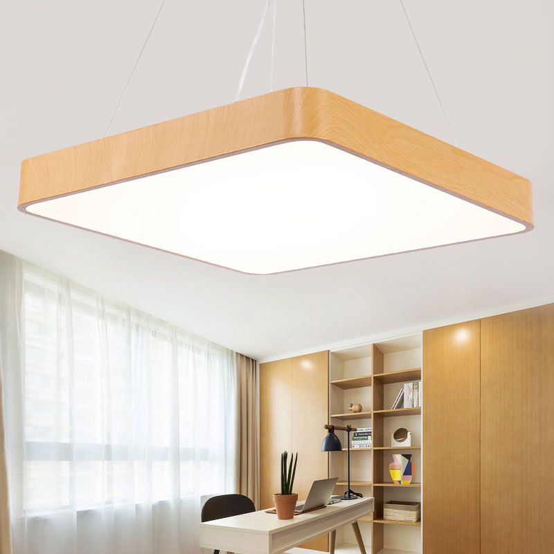 Ultradünne LED Hanging Leuchte minimalistische Metallholzhänger Kronleuchter für Büro