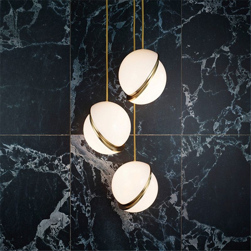 Oro 1 luce a sospensione leggera moderna sferica sferica ombra appesa lampada per camera da letto