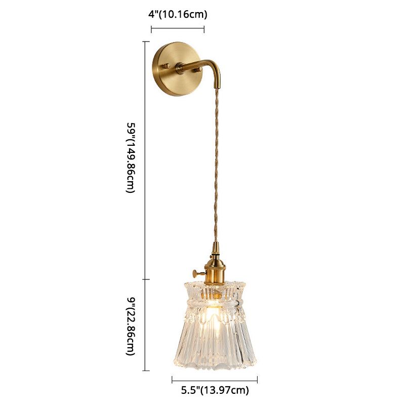 Nombra a campana a coste semplicità lampada a parete in ottone lampada da parete a 1 luce con design a interruttore rotante